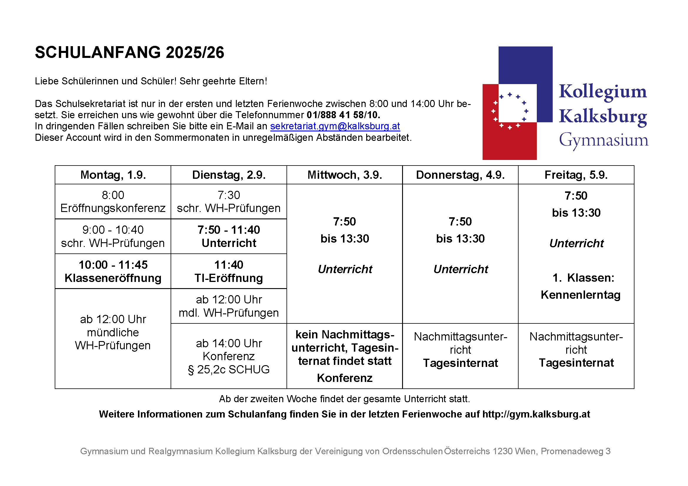 Plakat Schulanfang 2025 26